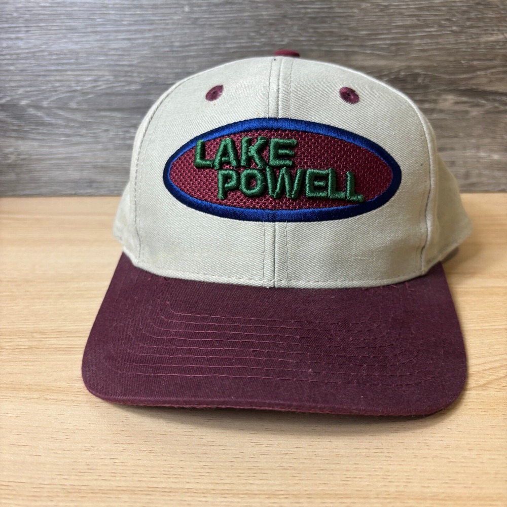 Vintage Lake Powell Hat Capโ Snap Back Beige Outdoors Adjustable